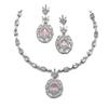 Rhodium-Plated Silver Toned Square & Circular Shaped American Diamond Studded Necklace with Earring Jewellery Set for Girls and Women