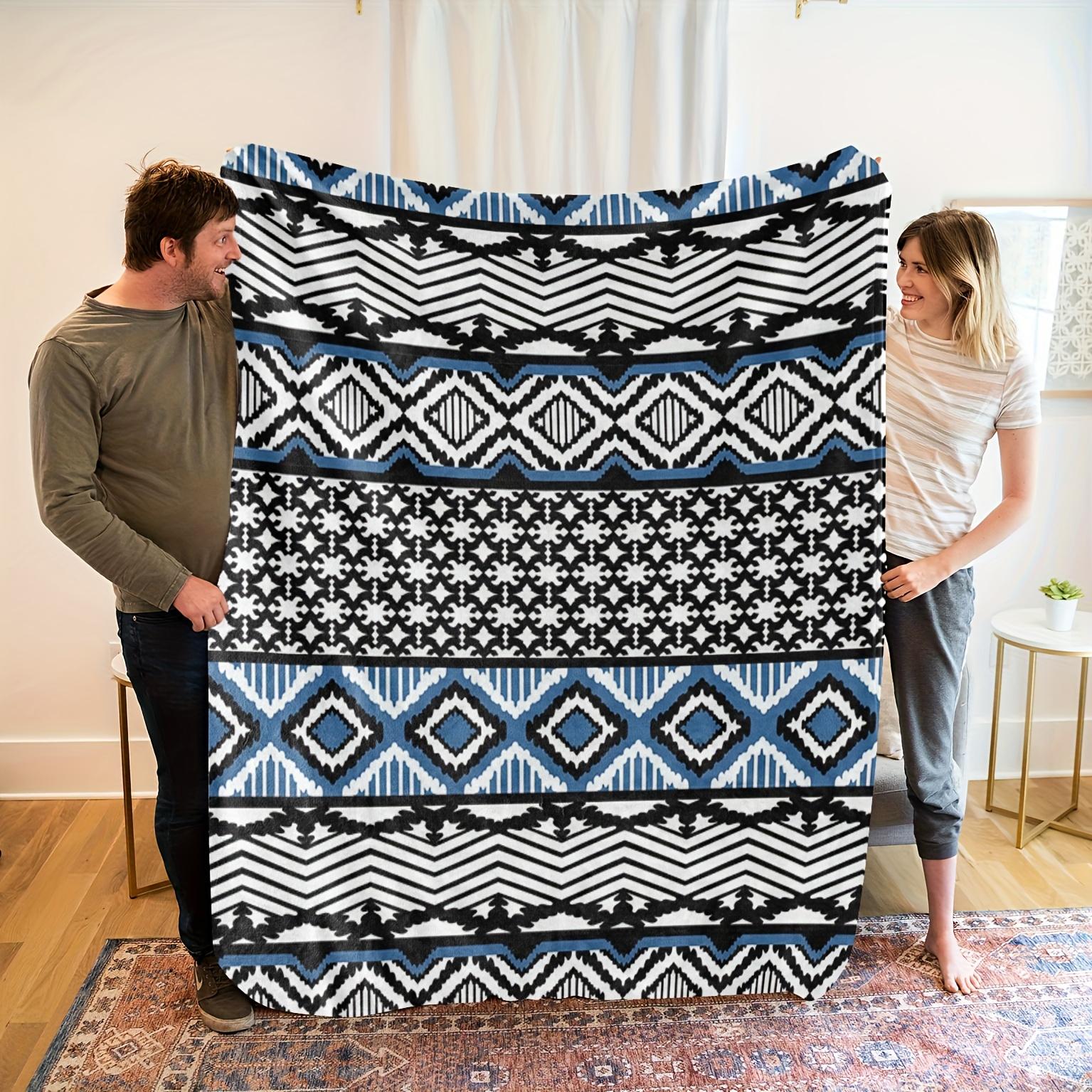 

Bohemian Aztec Geometric Fleece Blanket - Soft Breathable Polyester, High-Definition Digital Print, All-Season Machine Wash 100x150cm