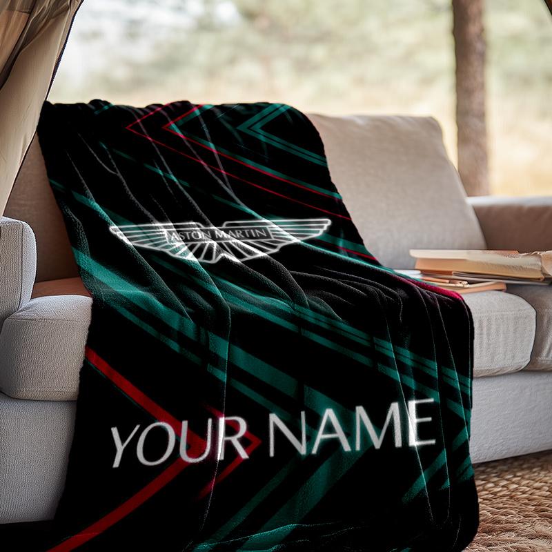 Custom Name Aston Car Throw Blanket - Perfect for Couch, Bed, Office, and outdoor Travel - Ideal Gift for Christmas & Holidays