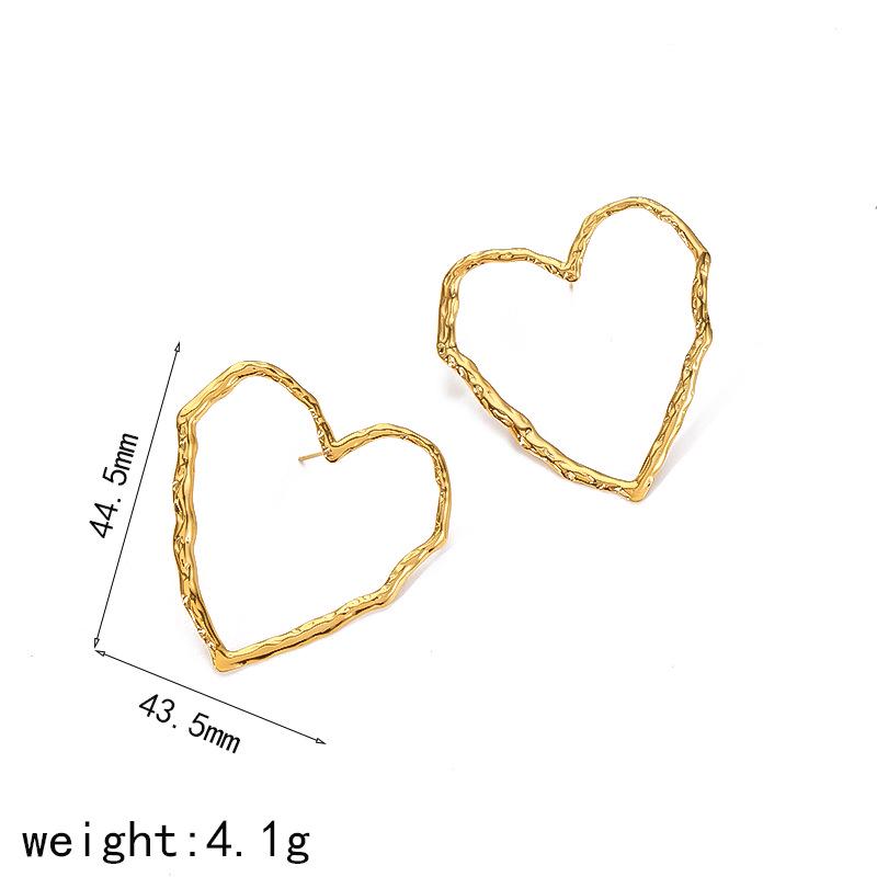 Trendy Hammered Titanium Steel Earrings: Heart, Flower & Lava Designs