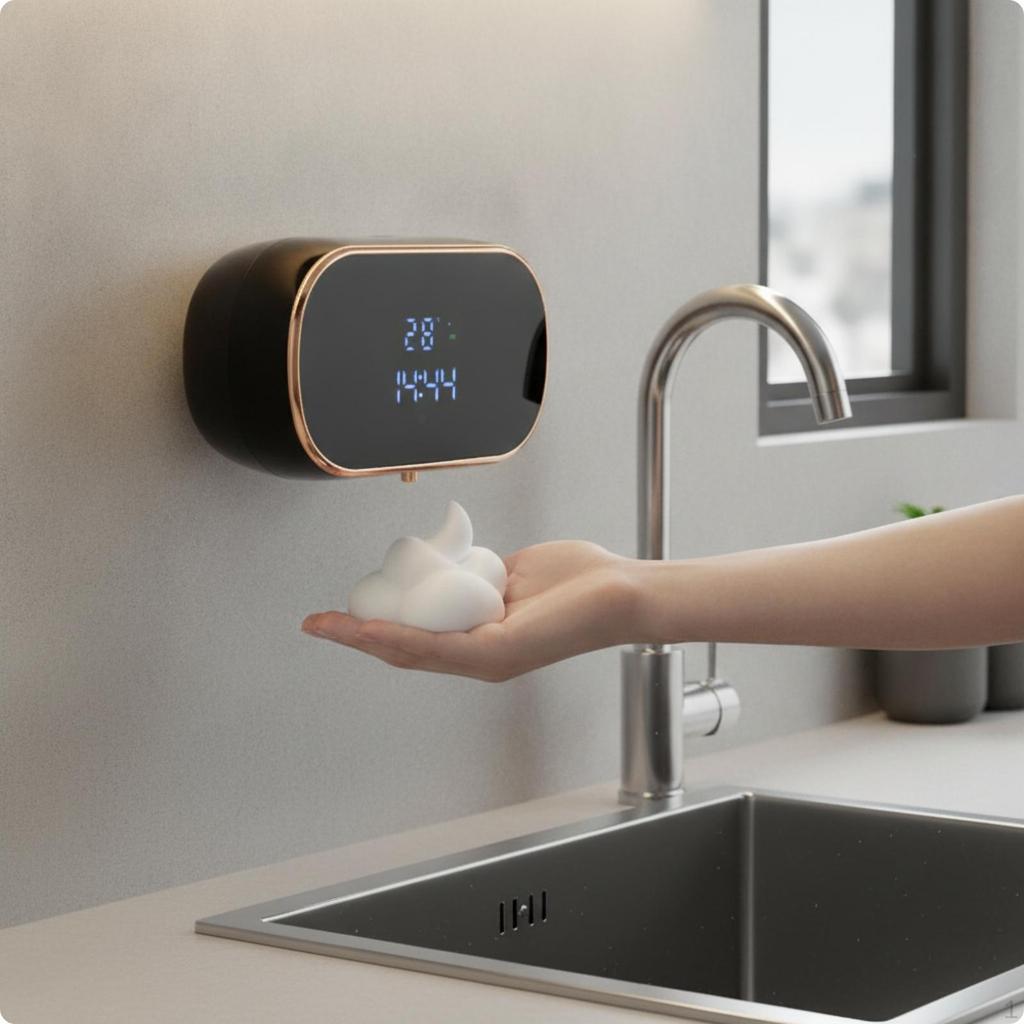 Soap Dispenser with Digital Display Automatic for Washroom, Washroom Black