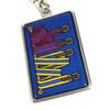 HERMES Logo enamel Chain Bag Charm Key Holder Metal Silver/blue