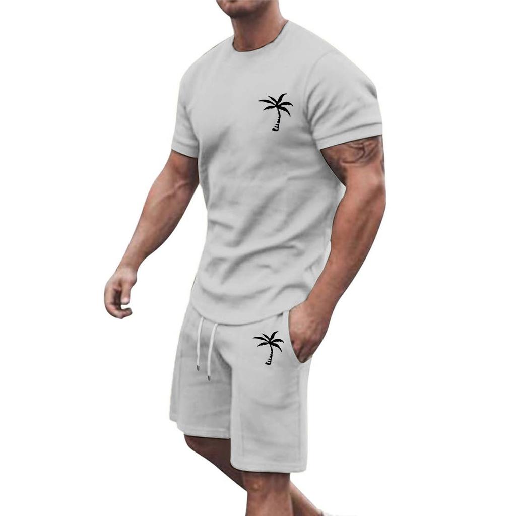 Popular Men's Summer Short-sleeved Shorts Sports and Leisure Suit In Stock