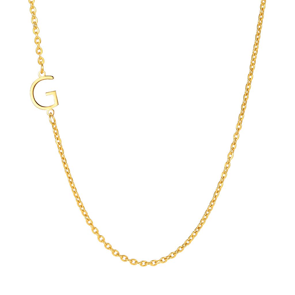 A-Z 26 Letters Initial Necklaces for Women 18k Gold Color Stainless Steel Necklace Rolo Chain Pendants Anniversary Jewelry