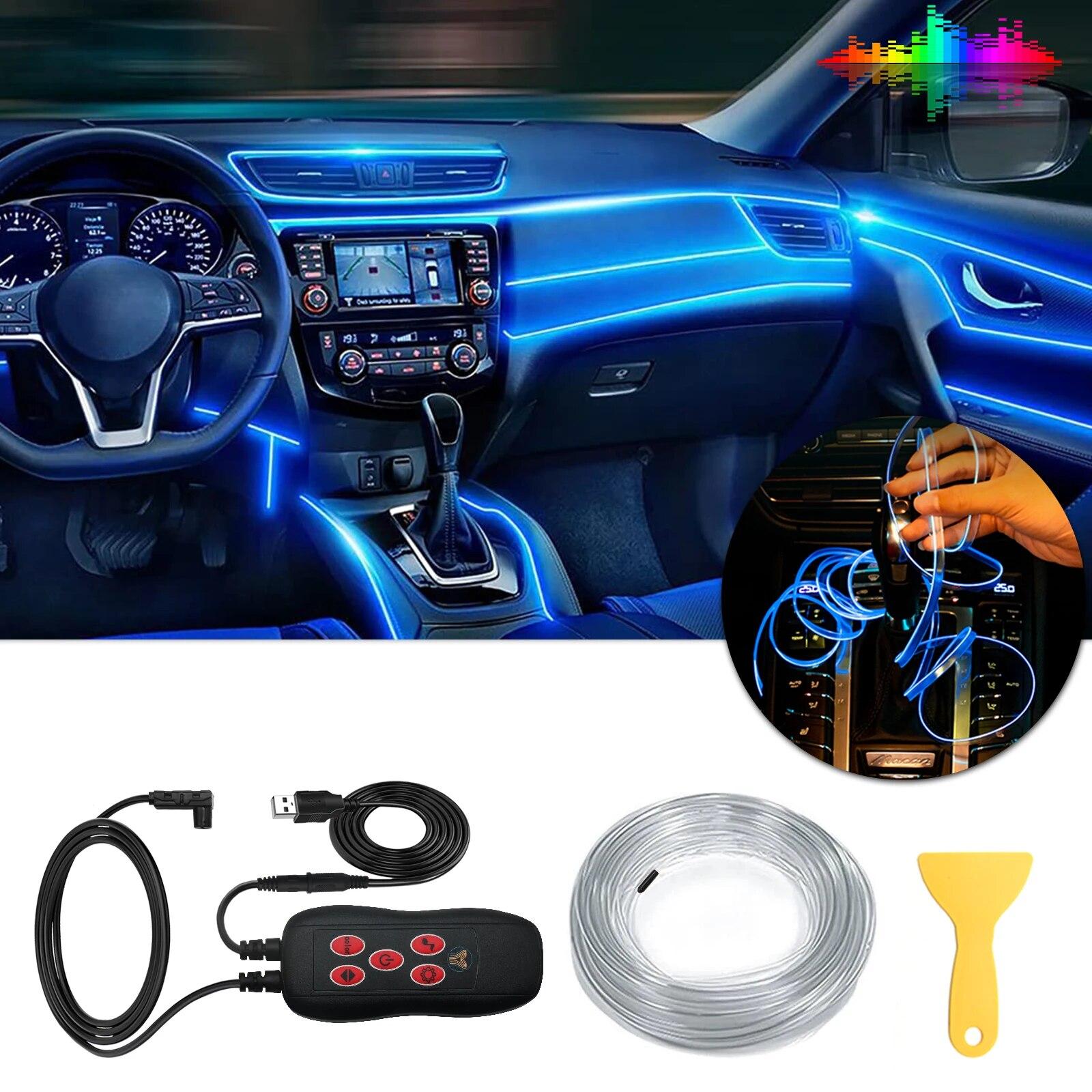 

4 м шестицветный светодиодный регулируемый интерьер автомобиля, неоновая проволока, атмосферный светильник для BMW 3, 5, 6 серии, E30, E36, E39, E46, E60, E90, все автомобили adjustable