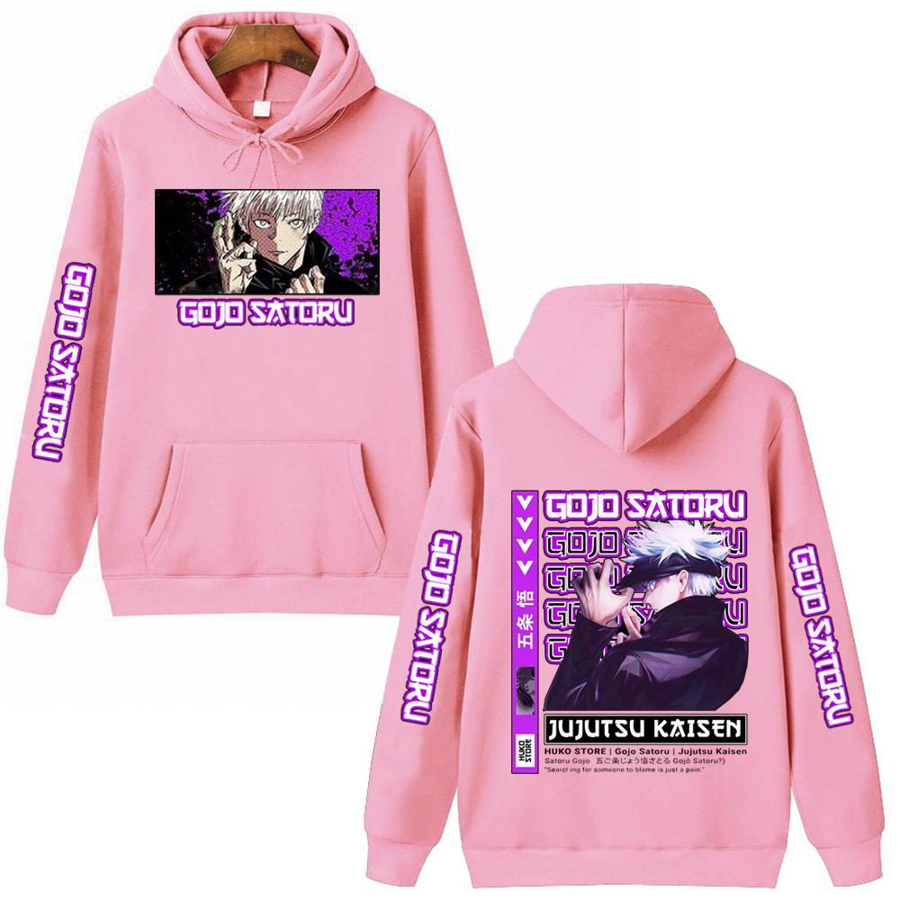 Jujutsu Kaisen Satoru Gojo Anime Grafik Hoodies Vintage Übergroßer Kapuzenpullover Lässige Langarm Kapuzenpullover Männer Frauen Kleidung