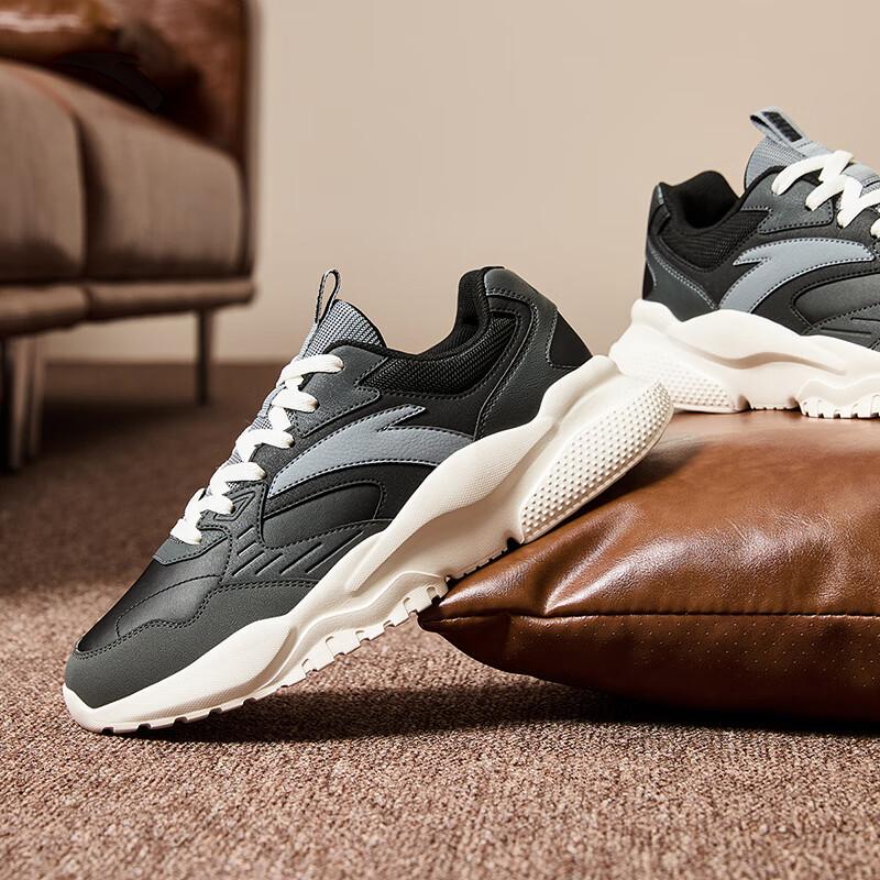 Anta Breathable Comfortable Resilient Non-Slip Wear-Resistant Low-Top Casual Shoes Men sneakers Black Gray 912418854-1