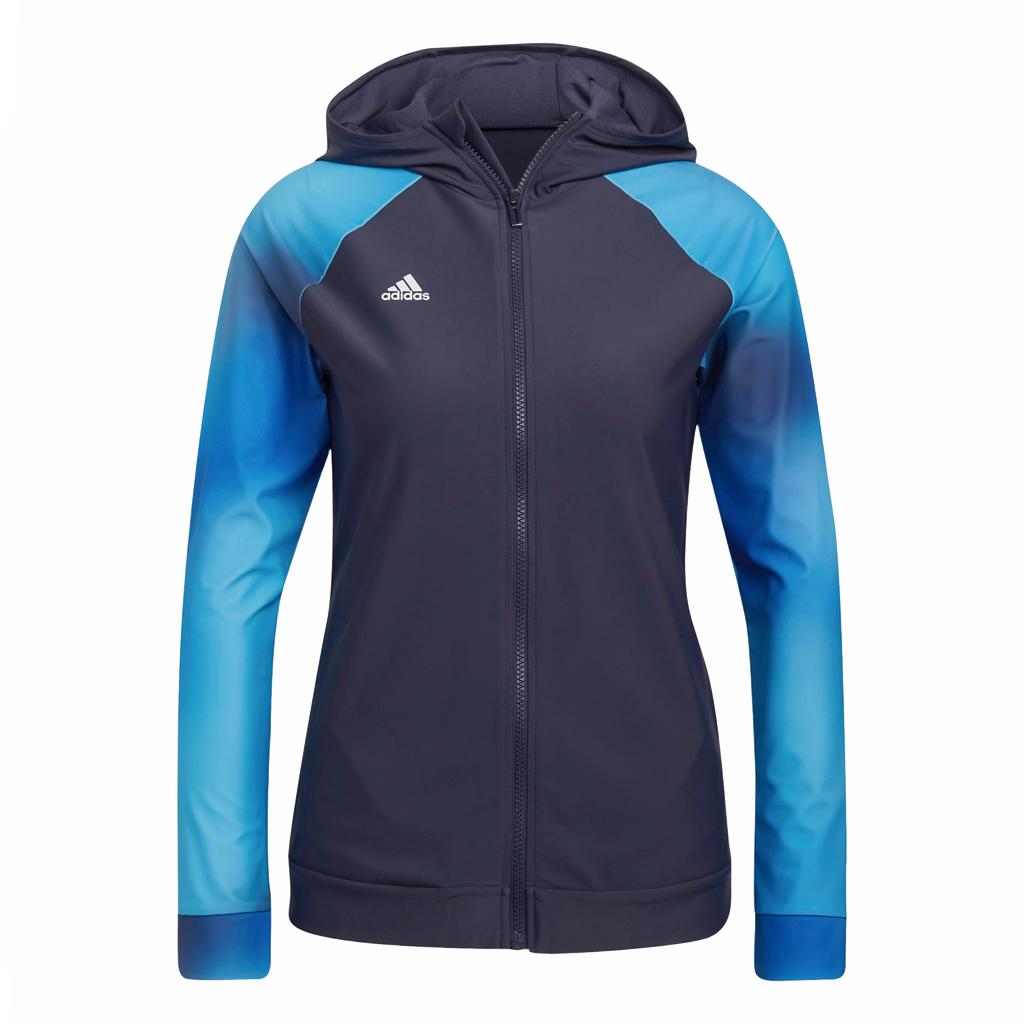 Adidas Long Sleeve Rash Guard Logo Print Color Block Outdoor Casual Sports Jacket Women Jacket Blue White HB1676
