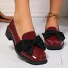 Women'S Slip-On Loafers with Black Bow Detail - Glossy Synthetic Cover, Comfortable Fabric Lining & Durable Rubber Sole - Versatile Casual Shoes
