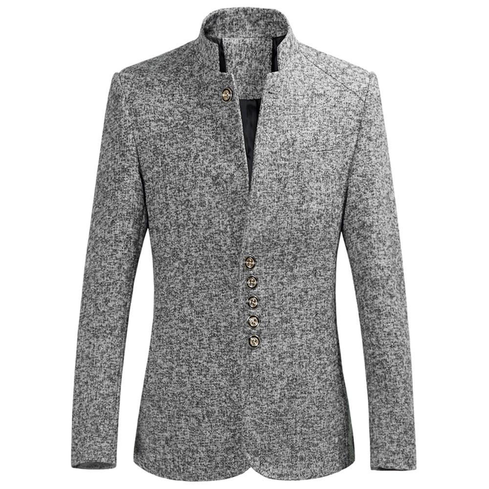 Men's  Winter Fashion Single  Buckle Large Size Long Sleeve Suit Coat