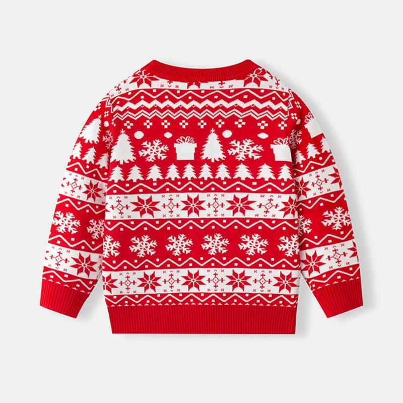 2-7 Years Kids Christmas Style Printed Sweater Round Neck Knitted Sweatshirt