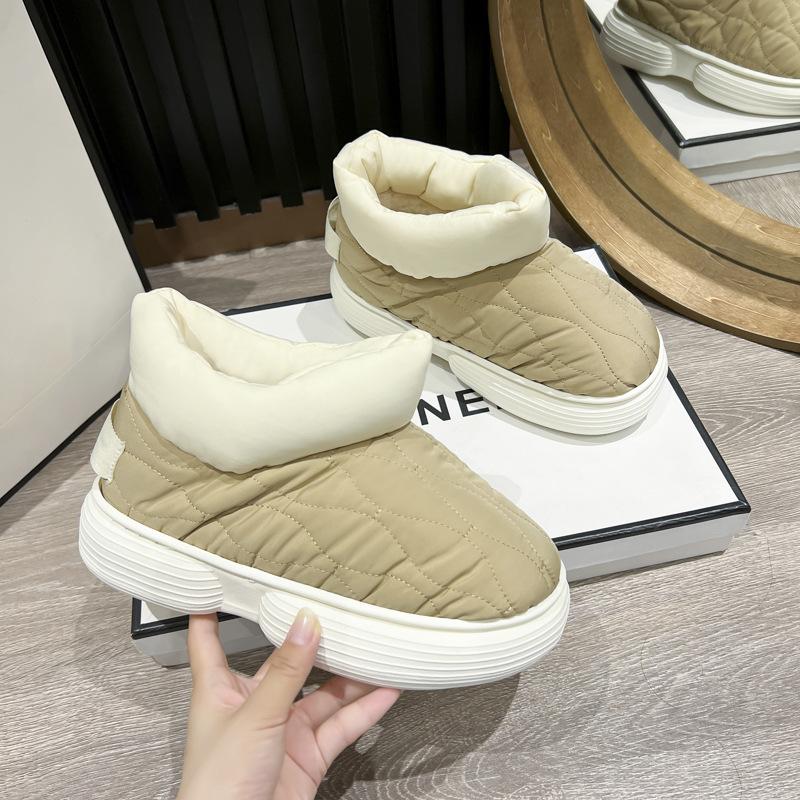 Down cloth cotton slipper bag heel winter warm down thickened fashion outside wear couple indoor cotton shoes