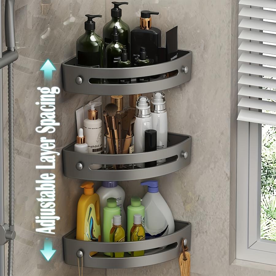 "Wall-Mount" 1/2-Pcs Space-Saving Corner Shower Caddy - Wall Mounted, No-Drill Plastic Storage Shelf for Bathroom & Kitchen Essentials