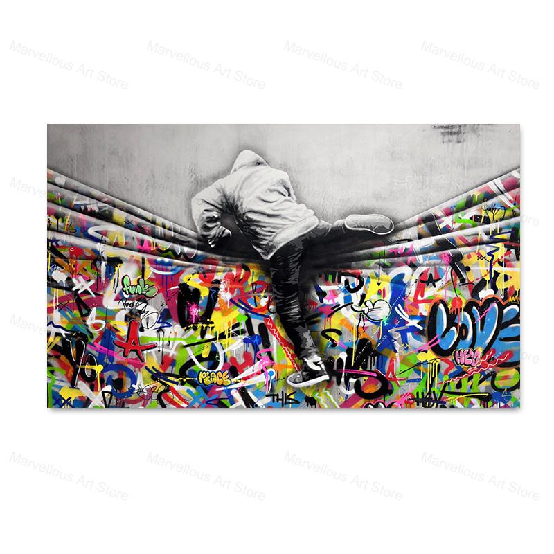 

Графіті Бенксі в стилі поп-арту для хлопчиків та дівчаток, плакати та принти на полотні, настінні картини для вітальні, прикраси для дому 50x70cm No Framed