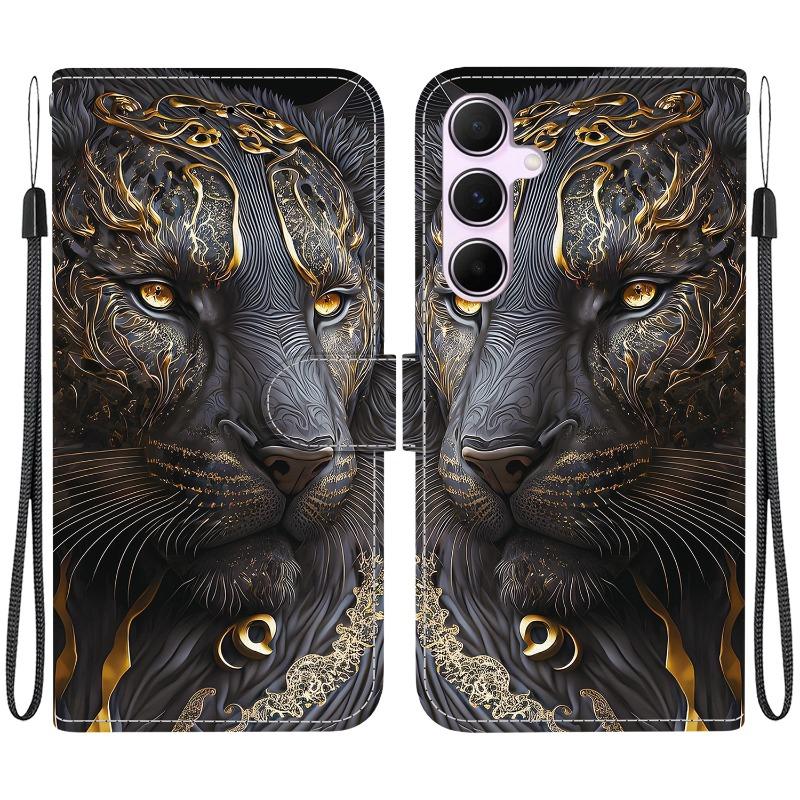 Animal Case Lion Panda Leather Phone Cover For Samsung Galaxy A25 A05 A15 4G A35 A55 5G Wallet Flip Card Magnetic Protect Cases