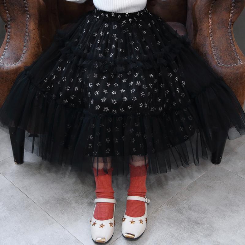 

Детская милая газовая юбка с помпоном, газовая юбка принцессы, весенне-осенняя юбка для девочек, юбка с цветочным принтом 160cm