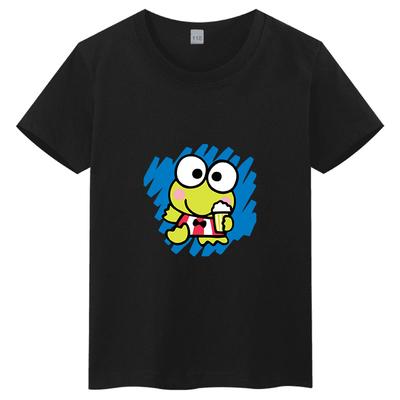 Keroppi Graffiti Style Children's T-shirt Color Casual Parent-child Top Cute Printed Short Sleeved T-Shirt for Boys and Girls