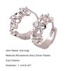 Women Shiny Rhinestone Flower Silver Plated Hoop Earrings Ear Clips for Party