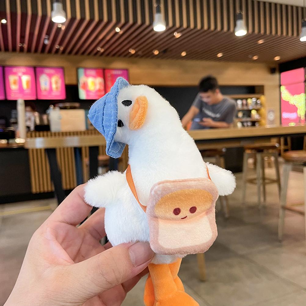 Desen Animat Rață cu Capul Înclinat Păpușă Breloc Drăguț Rațușcă cu Pălărie Pandantiv pentru Geantă Copii Mașină