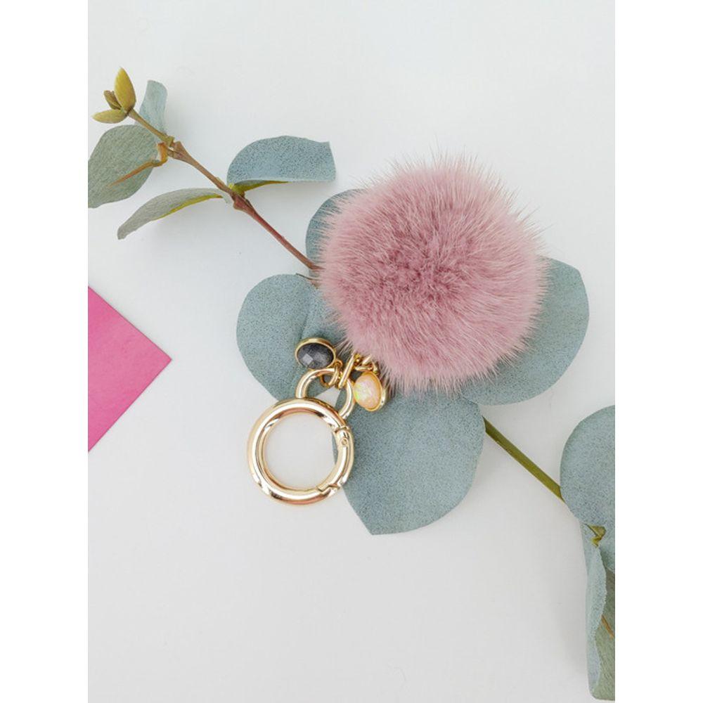 LALA Natural Mink Fur Keychain - Pink