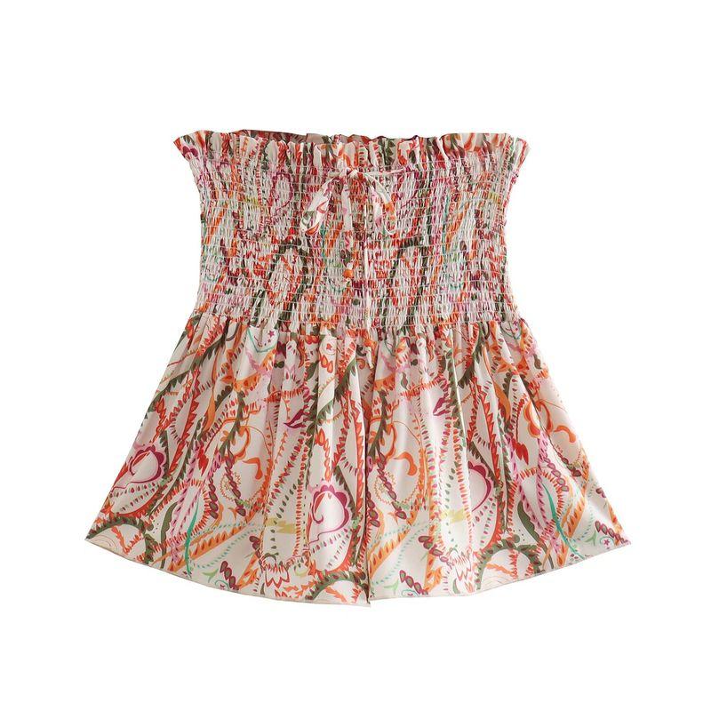 Kaslead New Women Clothes Western Style Fashion Knot Decoration Print Shirts Culottes 4437086 4886072