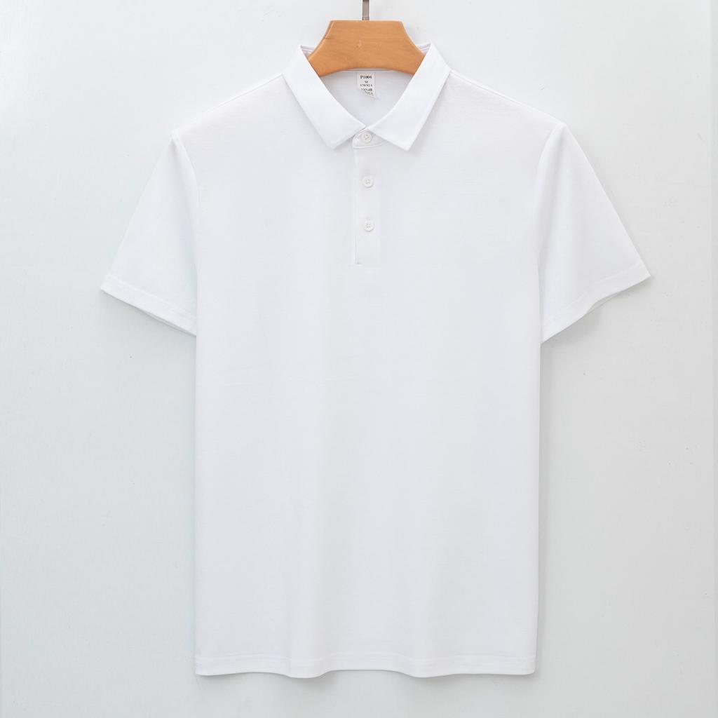 Hochwertiges Baumwoll-Poloshirt Kurzarm Bügelfrei Langstapel-Baumwoll-T-Shirt Nahtloser Hals Poloshirt Herren