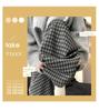 Women's High-Waisted Black & Gray Plaid Wide-Leg Pants - Slimming Casual Fit, Autumn/Winter Collection, Petite Size, Plus Velvet.
