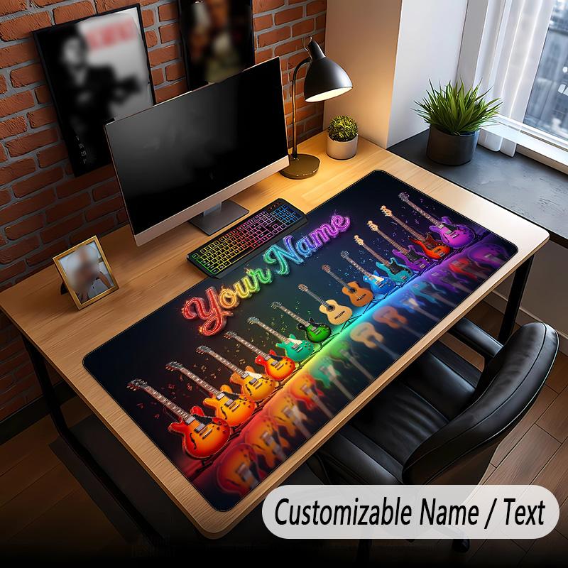Musik Gitarre Thema Benutzerdefiniertes Mauspads Personalisiert Mit Name Text Angepasste Schreibtischunterlage Für Büro Heimdekoration