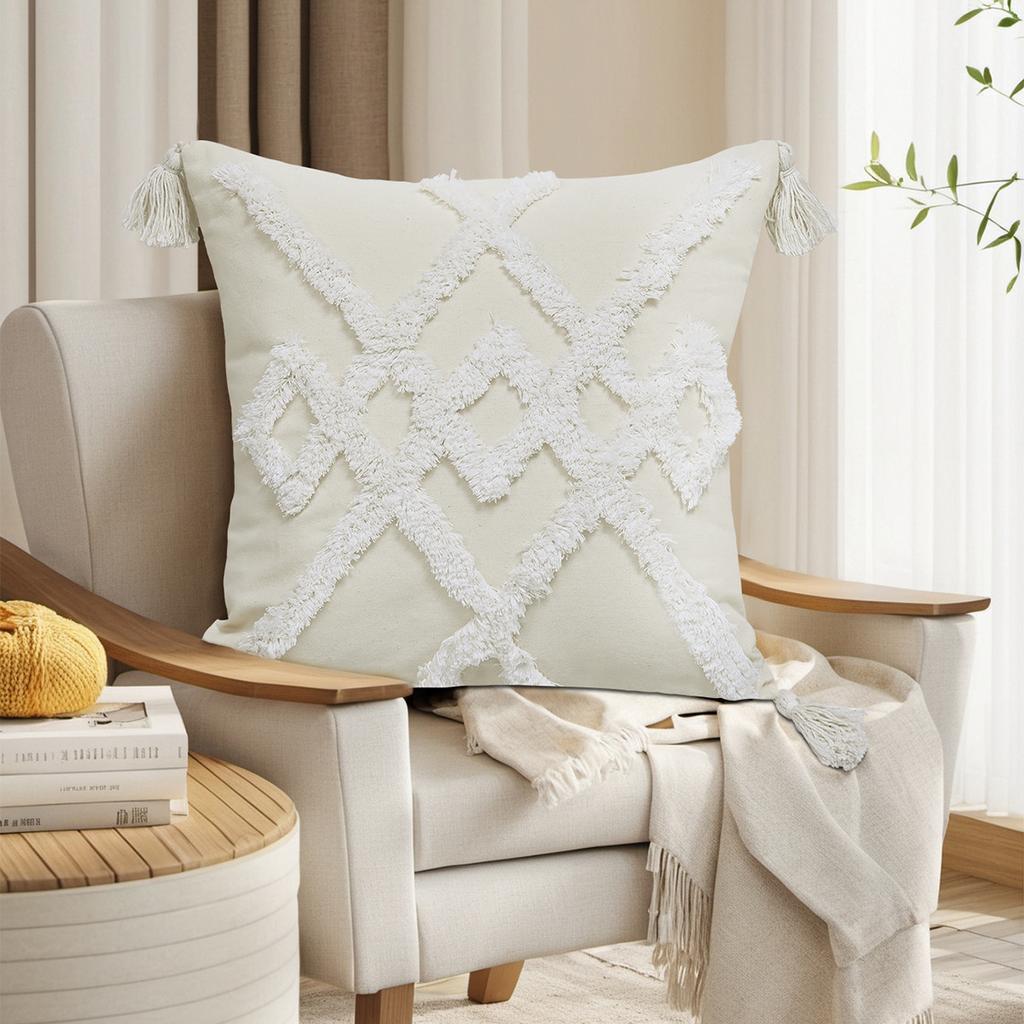Tufted pillow cover living room sofa fringed cushion cover decoration does not contain pillow core TEMU