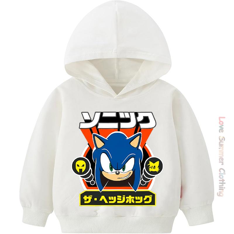 Sudadera con capucha para niños de 4 a 14 años Estampado HD de Sonic Sudadera fina para niños Sudadera con capucha de manga larga para otoño Ropa casual sencilla para niñas Poliéster