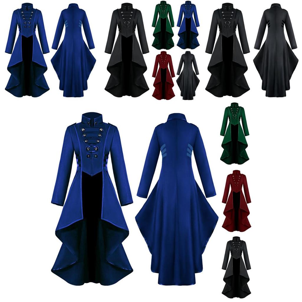 Gorgeous Women Vintage Medieval Tuxedo Gothic Tailcoat In Black Red Blue And Green