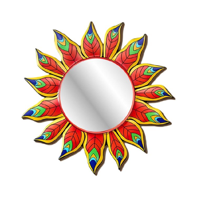 

Decorative Wooden Sunflowers Plaque With Eye Catching Peacocks Feathered Design For Wall Display 1