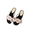 Sheepskin version~ French fairy style flower toe cool slippers women's outer wear 2025 summer versatile low-heeled sandals