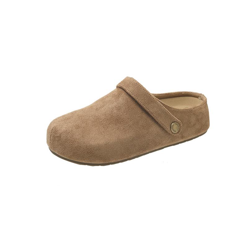 

Two women wearing Boken shoes, bag head and half slippers, new niche lazy leather, one pedal, Boken single shoes, women 40 хакі