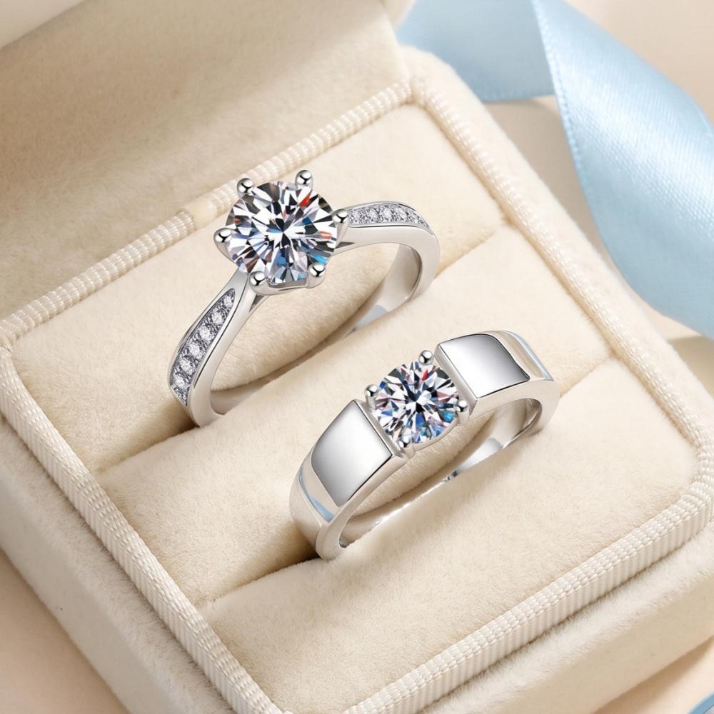 925 Sterling Silver 0.5-2ct D VVS1 Moissanite Ring Classics for Women Wedding Jewelry Engagement Imitation Diamond Fashion Gifts