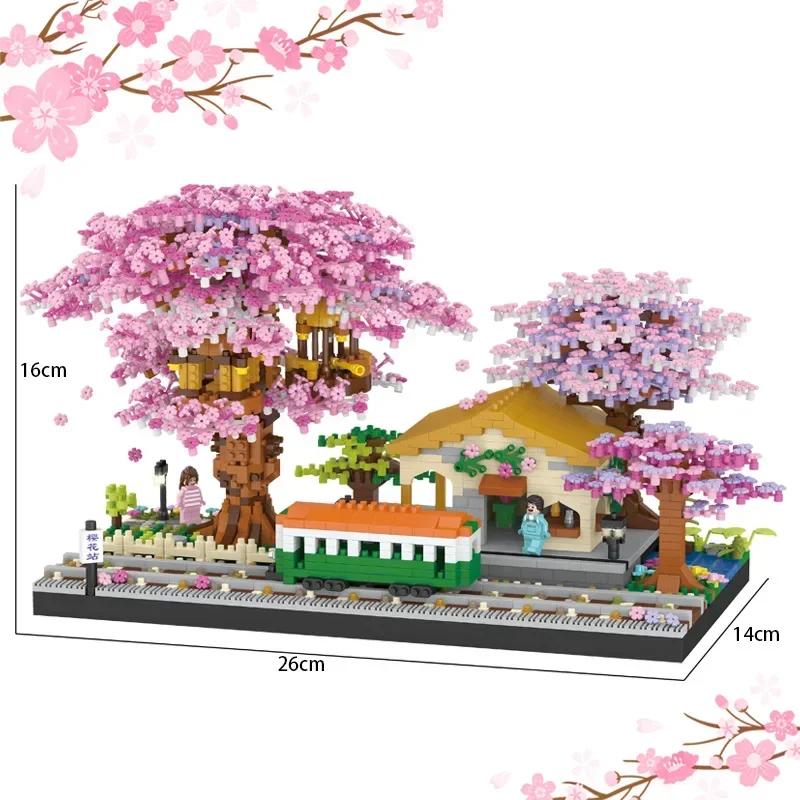 Purple Blossom Sakura Tree Micro Mini Building Blocks Toys Perfect Gift Multiple Styles Office & Home Decor Challenging Bricks