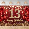 Festdekorationer til en 13-års fødselsdag, officiel baggrund til en teenager, sort og lilla ballonbaggrund, fotobanner til...4532
