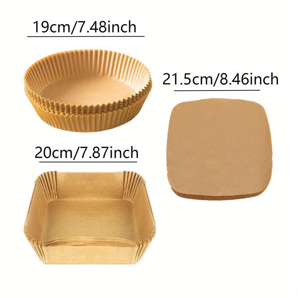 50/100 Stück-Heißluftfritteuse Papier Antihaft Küche Backen Heißluftfritteuse Matte Ölbeständig Mikrowelle Grillmatte Backpapier Einlage Zubehör