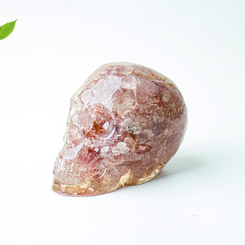 Crystal Resin Skull Decor With Natural Stones For Office And Home Tabletop Display