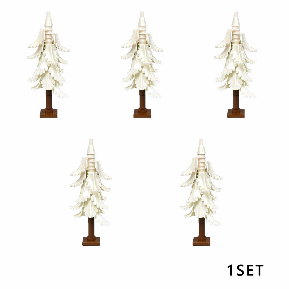 DIY Pine Tree Model Kit - Snowy Christmas Tree Street Forest Compatible with Building Blocks & Assemble Particles