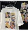 Cartoon Print Oversized Heavyweight Cotton T-Shirt - Summer Loose Fit Short Sleeve