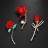 Exquisite Women's Red Flower Brooch – Niche Design, High-End Suit Accessory