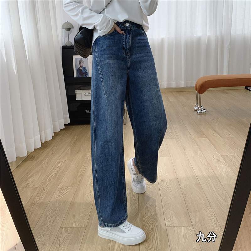 Women's High Waist Wide Leg Jeans Loose Fit Banana Cargo Denim Pants Non Stretch Vintage Washed Casual Long Trousers