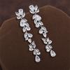 ZAKOL Luxury Leaf Cubic Zirconia Long Earrings For Women Elegant Shiny CZ Bridal Earring Party Wedding Zircon