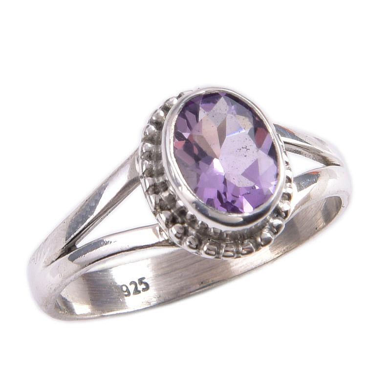 Naturrosa Ametyst Edelstein 925 Massivt Sterling Sølv Smykker Ring S.9 c3l28