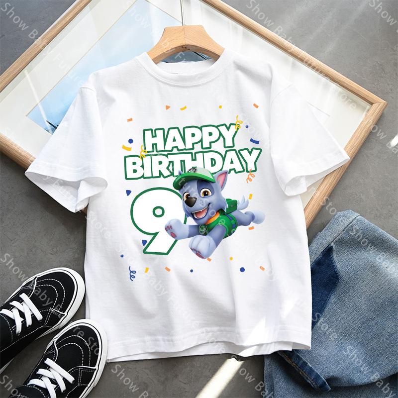 Cute Rocky T Shirt for Boys Girls Summer Cotton Cartoon Birthday Number Tee Shirt Printed Clothes Anime Tops Gifts