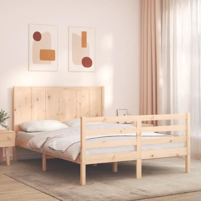 VidaXL Bed Frame with Headboard 120x200 Cm Solid Wood 3194501