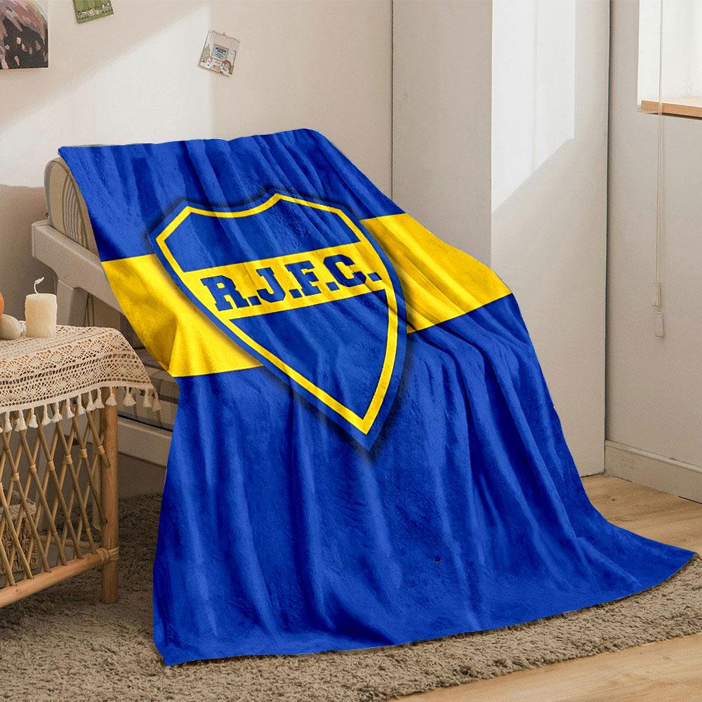 Blue and Yellow Shield Design with "R.J.F.C." Text In Bold Letters. for All Seasons Blanket Lunch Break Throw Gift