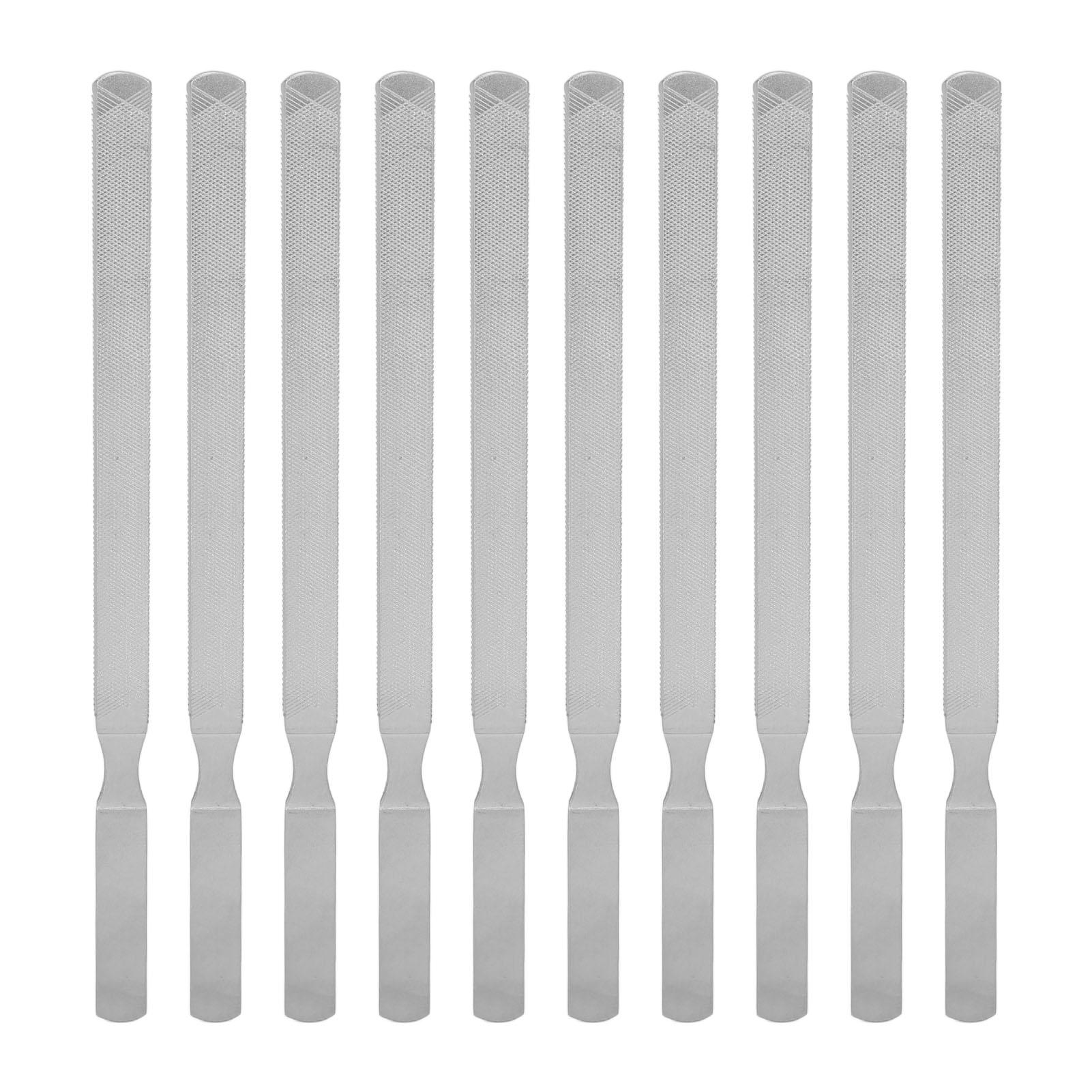 

10 шт., пилочка для ногтей из нержавеющей стали, 4-сторонняя пилочка для ногтей, инструмент для тонкой полировки и маникюра для домашнего салона, 7,1 дюйма