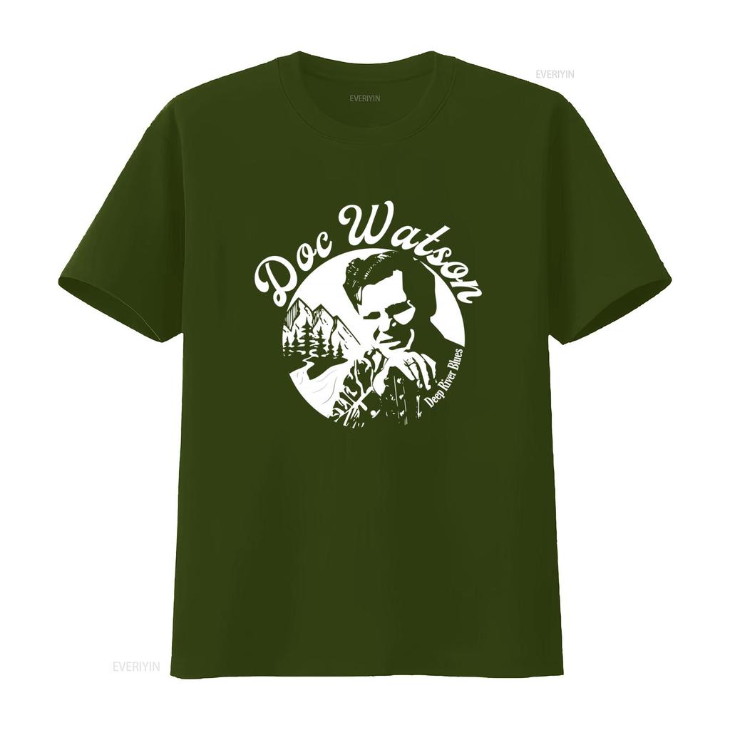 Doc Watson Deep River Blues T Shirt Vintage Style Mountain Landscape Music Tribute vintage Washed Slightly fashion homme